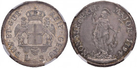 GENOVA Dogi biennali (1528-1797) 2 Lire 1794 - MIR 317/2 AG (g 8,31) R In slab NGC MS63 5887104-059. Bellissimo esemplare
FDC