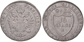 GORIZIA Francesco II (1797-1805) 15 Soldi 1802 A - Gig. 1 AG (g 6,27) RRRR Il peso ufficiale di questa emissione è di g 5,2 mentre il peso di questo e...