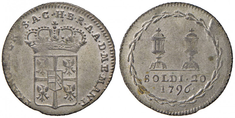 MANTOVA Francesco II (1792-1797) Lira 1796 - MIR 770 MI (g 2,99) R Debolezza mar...