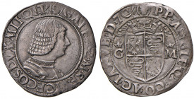 MILANO Galeazzo Maria Sforza (1466-1476) Mezzo testone s.d. - MIR 202/3 AG (g 5,16) RRR Difficilmente reperibile in buona conservazione
SPL