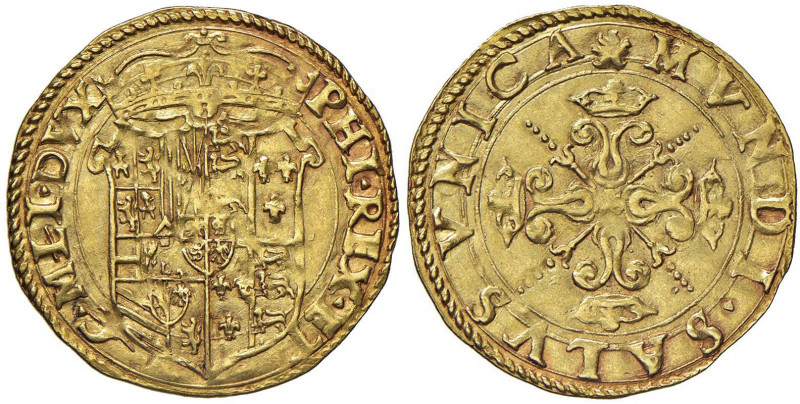 MILANO Filippo II (1556-1598) Scudo d’oro - MIR 303; Crippa 6/B AU (g 3,29) RRR ...