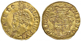 MILANO Filippo II (1556-1598) Scudo d’oro del sole - Crippa 7 AU (g 3,31) RR Piccole schiacciature
SPL