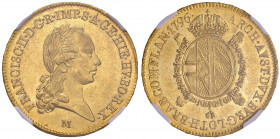 MILANO Francesco II (1792-1796) Sovrano 1796 - MIR 471/6 AU (g 11,13) In slab NGC MS62 5887104-061. Moneta molto rara a trovarsi in questa conservazio...
