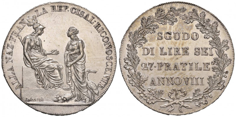 MILANO Repubblica Cisalpina (1797-1802) Scudo A. VIII h 6 - MIR 477 AG (g 23,09)...