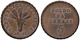 MILANO Repubblica italiana (1802-1805) Progetto del denari 5 A. II Bordo a serpentina - Crippa 10 CU (g 7,73) RRR
FDC
