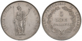 MILANO Governo Provvisorio (1848) 5 Lire 1848 - Gig. 3 AG (g 25,01) Graffietto nel campo del R/ ma bellissimo esemplare
qFDC/FDC