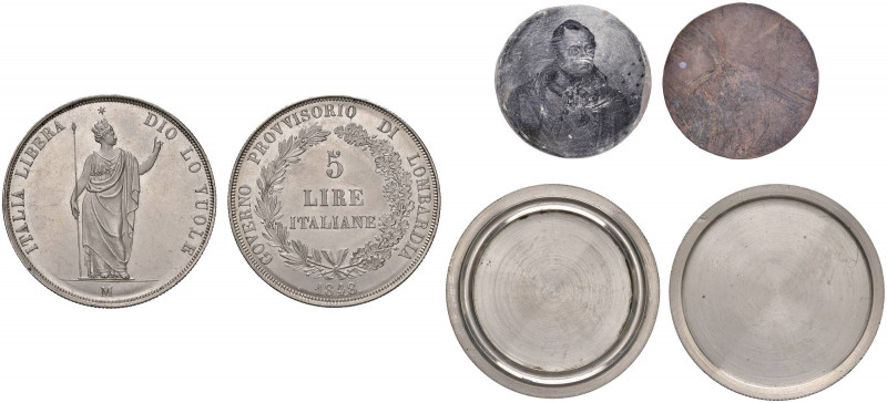 MILANO Governo Provvisorio (1848) 5 Lire 1848 a scatola con dagherrotipo all’int...