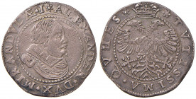 MIRANDOLA Alessandro I Pico (1602-1637) Testone - MIR 539 AG (g 8,22) RRRR Esemplare di eccezionale qualità. Moneta destinata ad essere esportata in G...