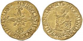 MODENA Ercole II (1534-1559) Scudo d’oro - MIR 64 AU (g 3,36) Ribattuto nella leggenda del D/ ma bell’esemplare 
SPL+