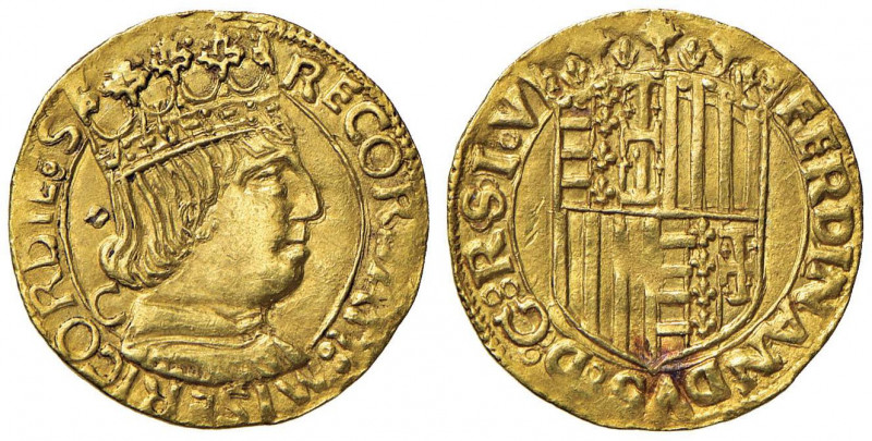 NAPOLI Ferdinando I d’Aragona (1458-1494) Ducato sigla C - MIR 64/6 AU (g 3,52) ...