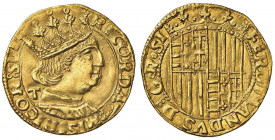 NAPOLI Ferdinando I d’Aragona (1458-1494) Ducato sigla T - MIR 64/7 AU (g 3,51)
SPL