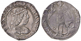 NAPOLI Ferdinando I d’Aragona (1458-1494) Coronato con sigla I dietro il busto - MIR 70/2 AG (g 3,95)
BB