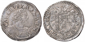 NAPOLI Carlo V (1516-1554) Mezzo ducato sigla IBR dietro la testa (periodo di coniazione: 1548-1554) - Magliocca 31 AG (g 14,51) R Stemma grande. Ampi...