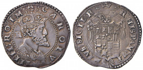 NAPOLI Carlo V (1516-1554) Tarì con sigla R dietro la testa - Magliocca 34/3 AG (g 6,21) Bella patina iridescente
BB+/SPL