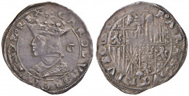 NAPOLI Carlo V (1516-1554) Carlino con sigla G dietro il busto - Magliocca 49 AG (g 3,62) R Minimi graffietti sulla guancia al D/
qSPL