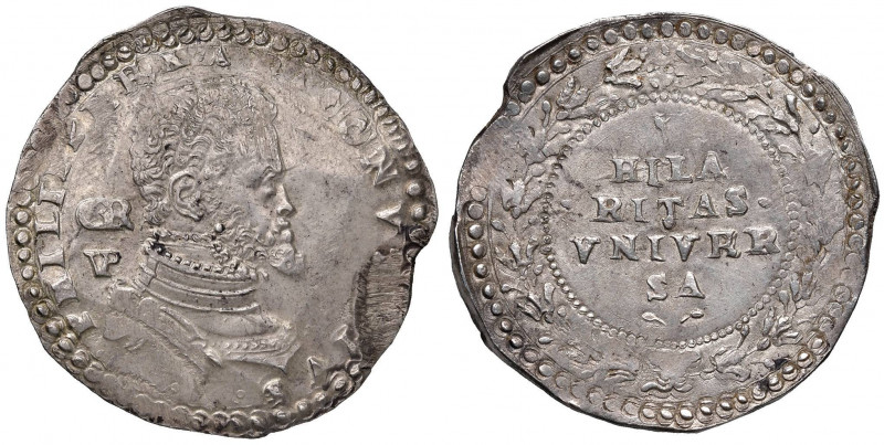 NAPOLI Filippo II (1554-1598) Ducato con sigla con sigla GR VP, motto racchiuso ...