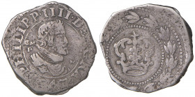 NAPOLI Filippo IV (1621-1665) 3 Carlini 1647 - Magliocca (monetazione di necessità) 152 (questo esemplare illustrato) AG (g 9,69) RRR Una emissione ra...