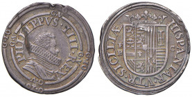 NAPOLI Filippo IV (1621-1665) Carlino con sigla F B / C - Magliocca 33 AG (g 2,88) RRR Profondo graffio al D/ e striatura al R/ ma bell’esemplare inte...