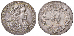 NAPOLI Carlo II (1674-1700) Tarì 1694 - Magliocca 25 AG (g 4,39) Graffietti di conio al R/, bella patina delicata
SPL/qFDC