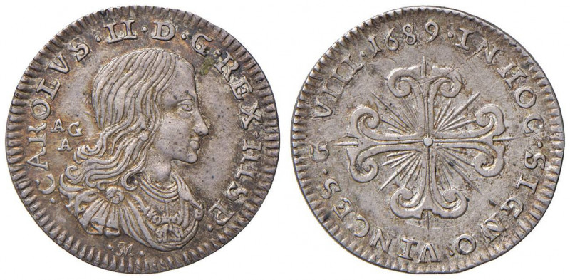 NAPOLI Carlo II (1674-1700) 8 Grana 1689 - Magliocca 53 AG (g 2,01) Graffio al D...