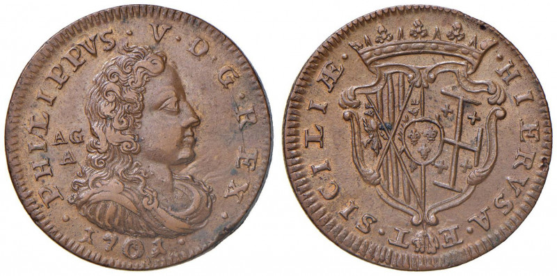 NAPOLI Filippo V (1700-1707) Grano 1701 - Magliocca 78 CU (g 9,51) RR Conservazi...