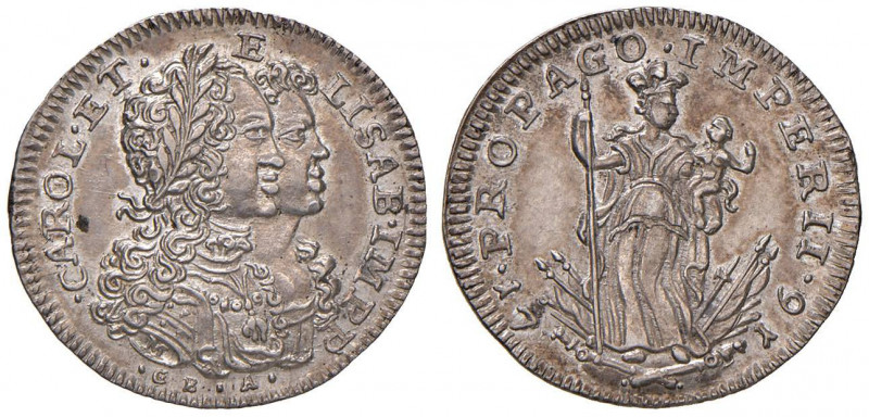 NAPOLI Carlo VI (1711-1734) Carlino 1716 - Magliocca 98 AG (g 2,12) RRR Conserva...