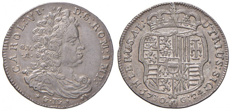 NAPOLI Carlo VI (1711-1734) 24 Grana 1730 - Magliocca 107 AG (g 5,09) RR Minimi ...