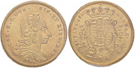 NAPOLI Carlo di Borbone (1734-1759) 6 Ducati 1750 UTR - Magliocca 112a AU In slab PCGS MS63 343018.63/37591051. Conservazione eccezionale 
FDC