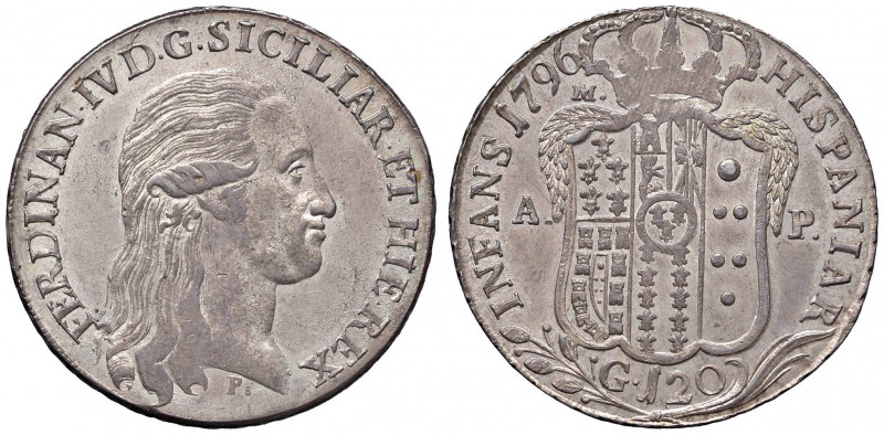 NAPOLI Ferdinando IV (1759-1816) Piastra 1796 - Magliocca 258 AG (g 27,63) 
SPL...