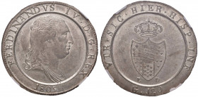 NAPOLI Ferdinando IV (1759-1816) Piastra 1805 Capelli lisci - Magliocca 391 AG (g 27,55) In slab NGC MS63 Small bust 5887104-044. Conservazione eccezi...