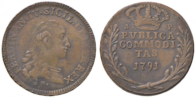 NAPOLI Ferdinando IV (1759-1816) Pubblica 1791 - Magliocca 306 CU (g 9,10) Graff...