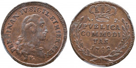 NAPOLI Ferdinando IV (1759-1816) Pubblica 1792 - Magliocca 307 CU Conservazione eccezionale in rame rosso. In slab PCGS MS64BN 126934.64/36713956
FDC