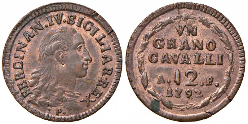 NAPOLI Ferdinando IV (1759-1816) 12 cavalli 1792 A. P. - Magliocca 317 CU (g 6,1...