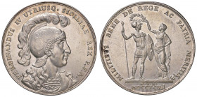 NAPOLI Ferdinando IV (1759-1816) Medaglia 1797 per la ricompensa di atti al valor militare - D’Auria 57 AG (g 21,71) RR Minimi graffietti ed un colpet...
