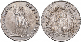NAPOLI Repubblica napoletana (1799) Piastra A. VII - Magliocca 373 AG (g 27,57) Esemplare di ottima qualità per questo tipo di moneta 
SPL+