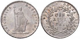NAPOLI Repubblica napoletana (1799) Mezza piastra A. VII - Magliocca 374 AG (g 13,74) RR Graffietti di conio al R/ come di consueto ma esemplare di ot...