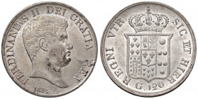 NAPOLI Ferdinando II (1830-1859) Piastra 1834 - Magliocca 539 AG (g 27,57) Depositi e minimi graffietti al D/, colpetto al bordo
 SPL+