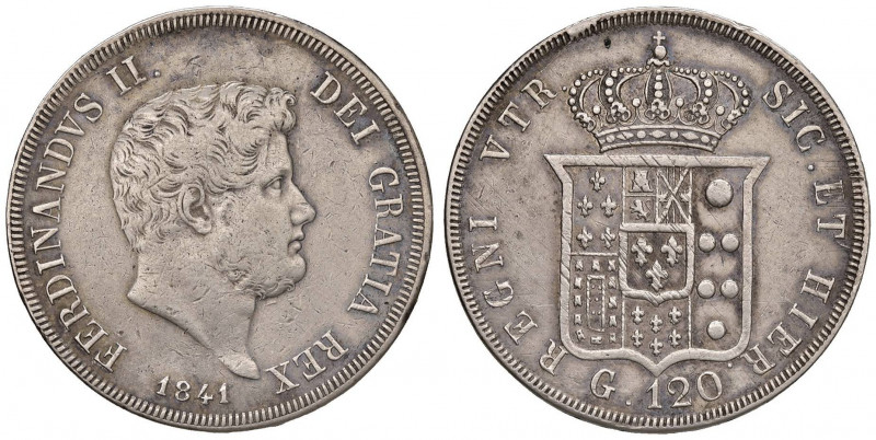 NAPOLI Ferdinando II (1830-1859) Piastra 1841 Testa grande - Magliocca 560 AG (g...