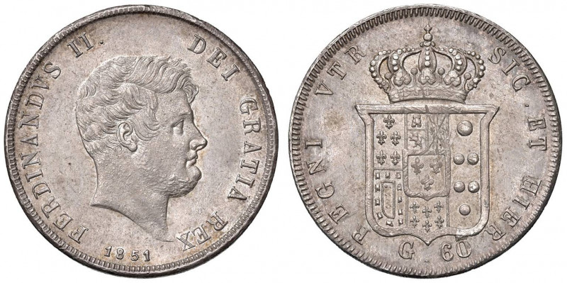 NAPOLI Ferdinando II (1830-1859) Mezza piastra 1851 - Magliocca 587 AG (g 13,78)...