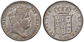 NAPOLI Ferdinando II (1830-1859) Tarì 1835 - Magliocca 600 AG (g 4,60) R Graffio sul collo al D/ 
SPL+/qFDC