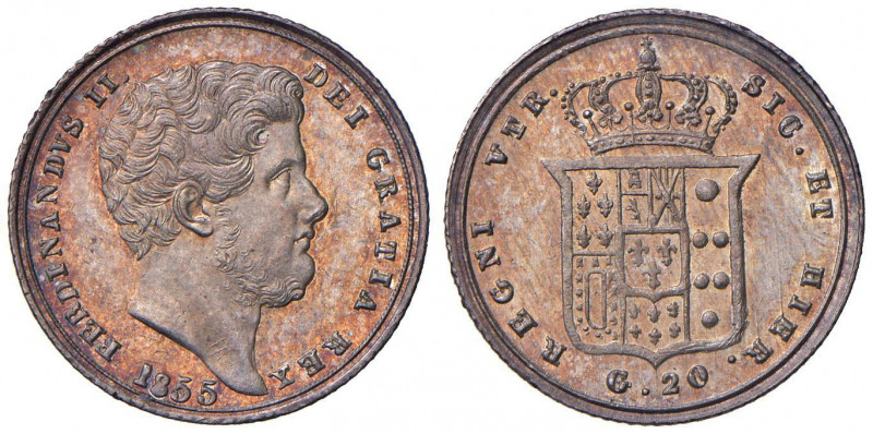 NAPOLI Ferdinando II (1830-1859) Tarì 1855 - Magliocca 620 AG (g 4,57) Bella pat...