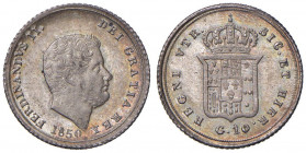 NAPOLI Ferdinando II (1830-1859) Carlino 1850 - Magliocca 648 AG (g 2,33) RR Minimi graffietti di conio al R/ ma splendido esemplare
FDC