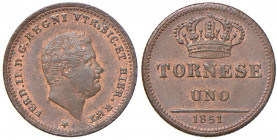 NAPOLI Ferdinando II (1830-1859) Tornese 1851 - Magliocca 778 CU (g 3,15) 
qFDC