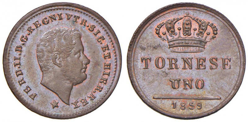 NAPOLI Ferdinando II (1830-1859) Tornese 1859 - Magliocca 784 CU (g 3,21) Conser...