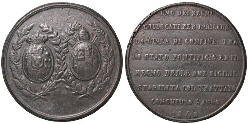 NAPOLI Ferdinando II (1830-1859) Medaglia 1840 per la linea di confine tra lo St...