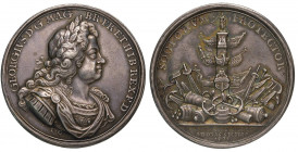 MEDAGLIE INERENTI LA SICILIA E LA GUERRA TRA FRANCIA, INGHILTERRA E AUSTRIA CONTRO LA SPAGNA Giorgio I re d’Inghilterra (1714-1727) Medaglia 1718 Batt...