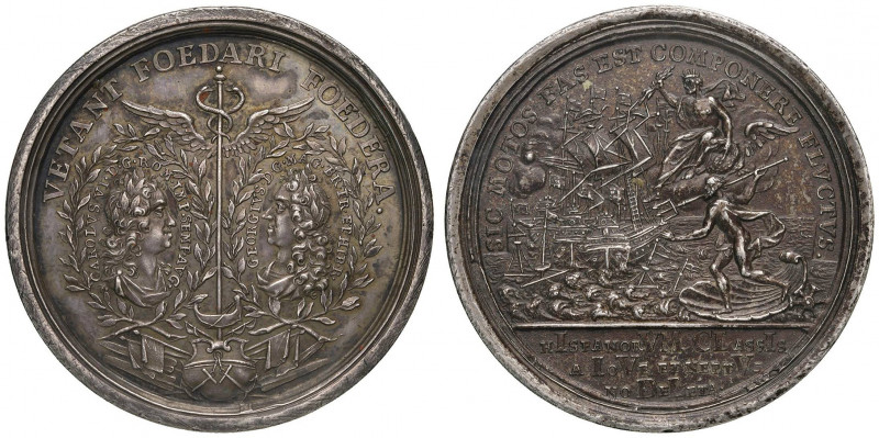 Giorgio I re d’Inghilterra (1714-1727) Medaglia 1718 Battaglia navale di Capo Pa...