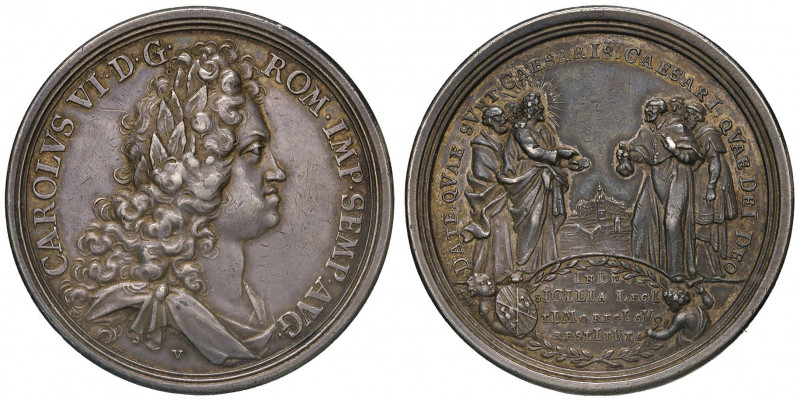 Carlo VI Imperatore (1711-1740) Medaglia 1718 Conquista della Sicilia - Opus: G....