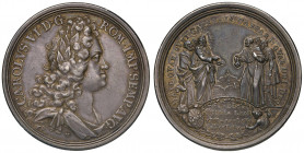 Carlo VI Imperatore (1711-1740) Medaglia 1718 Conquista della Sicilia - Opus: G. W. Vestner - AR (g 29,02 - Ø 44 mm) R Minimi colpetti, graffietti nei...