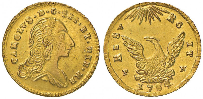 PALERMO Carlo di Borbone (1734-1759) Oncia 1754 sigla P N - MIR 568/5 AU (g 4,41...